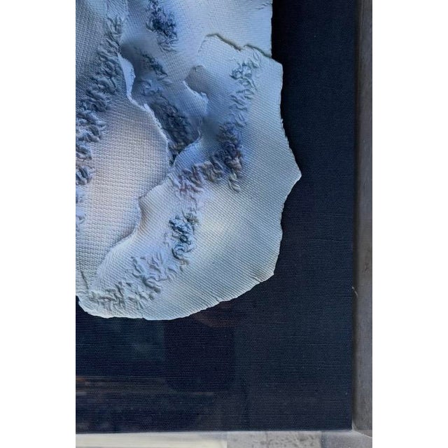 Textile Abstract Ceramic Wall Sculpture in Acrylic Box, Signed & Dated 1989 For Sale - Image 7 of 16