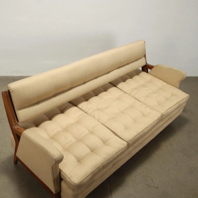 Wood Vintage Three-Seater Sofa in Wood, 1950s For Sale - Image 7 of 12