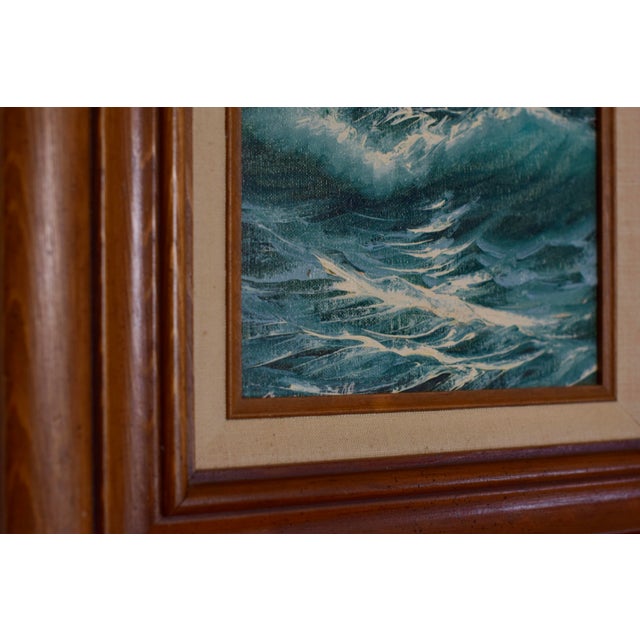 1960s Vintage Original Oil Painting, Framed, Seascape With Seagulls For Sale - Image 5 of 6