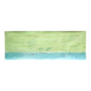 SkyLine. XXI Abstract Over Size Pastel Green/Sky Blue Painting For Sale