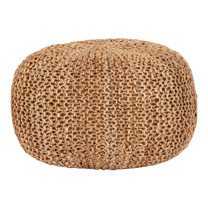 Jute Knit Pouf, Tan Jute Chairish