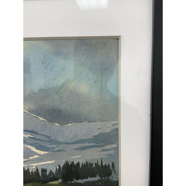 Landscape Watercolor of Valley in Mountains, Signed For Sale - Image 4 of 12