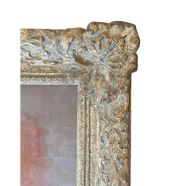 Gold Vintage Mid Century/ Regency Original Society Oil Portrait on Canvas of Socialite Doris Campbell by Listed Artist Victor Lallier in Gilt Wood Frame For Sale - Image 8 of 10