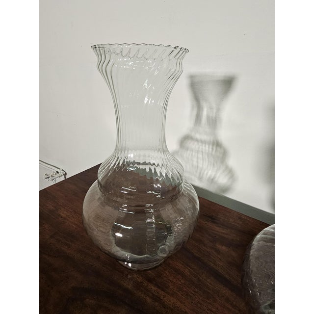 Art Deco Flower Vases in Blown Glass, Set of 2 For Sale - Image 3 of 9
