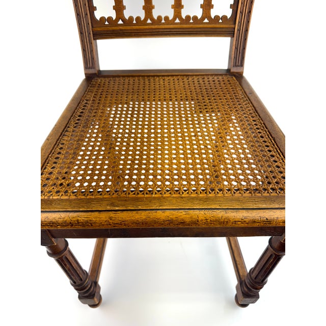 Late 19th Century Antique Eastlake Style Walnut Caned Seat Chair With Turned Spindles For Sale - Image 5 of 11
