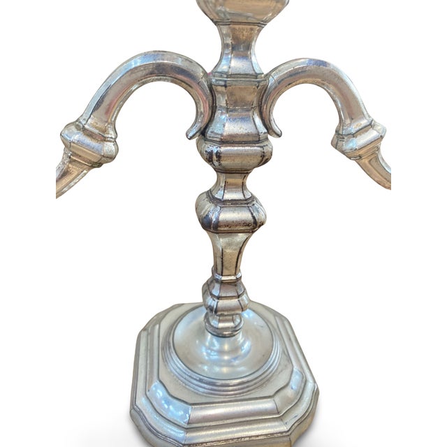 Vintage German Silver-Plated Metal Candleholders, 1960, Set of 2 For Sale - Image 14 of 17