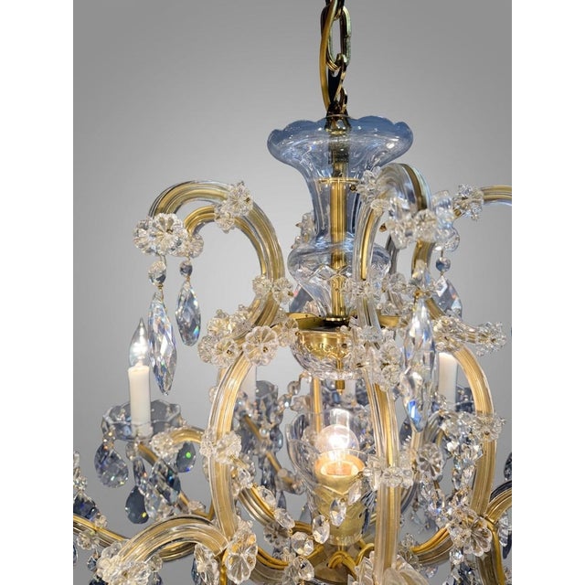 Statement Marie Theresa Crystal and Brass Twelve Branch Chandelier For Sale - Image 5 of 8