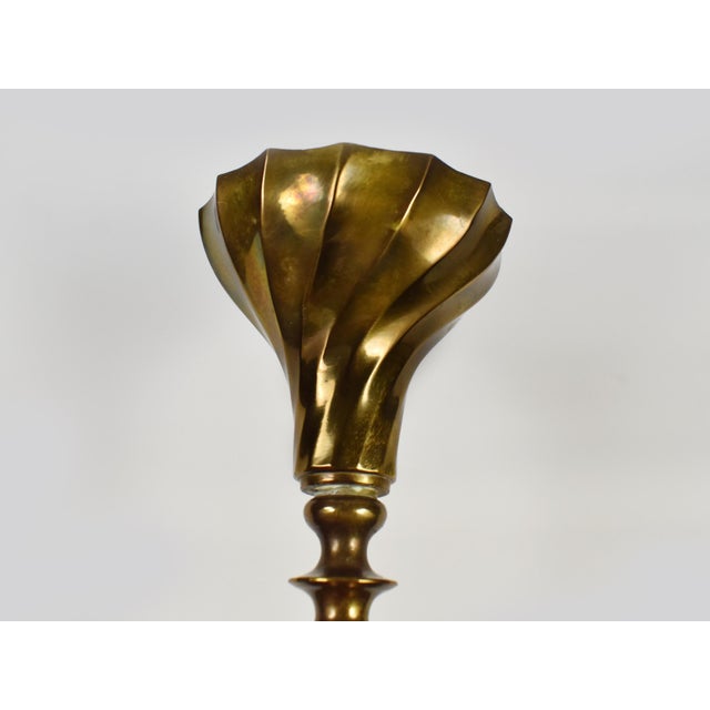 Mid 20th Century Brass Swirl Design Candlestick Candle Holders - Set of 3 For Sale - Image 6 of 8
