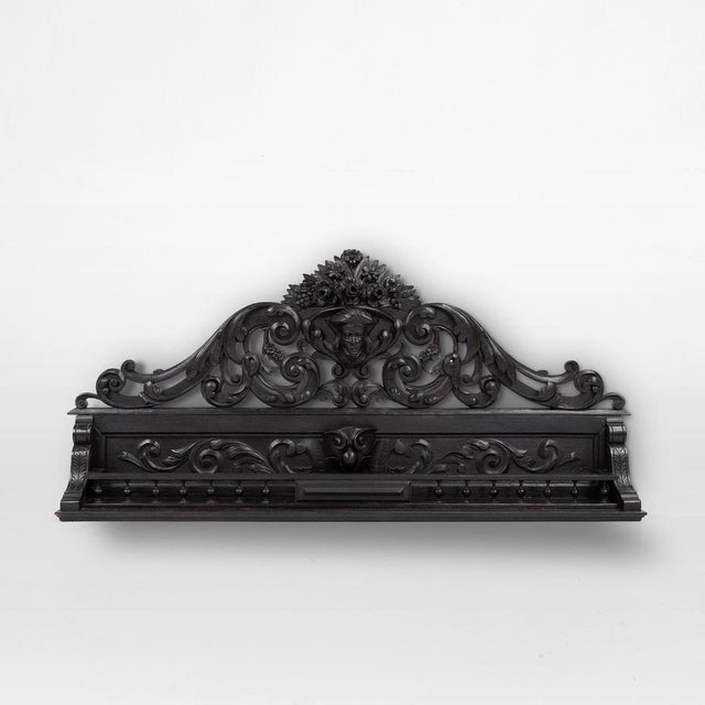 Baroque Carved Black Wooden Sculptured Shelf, France, 1850s For Sale - Image 16 of 16