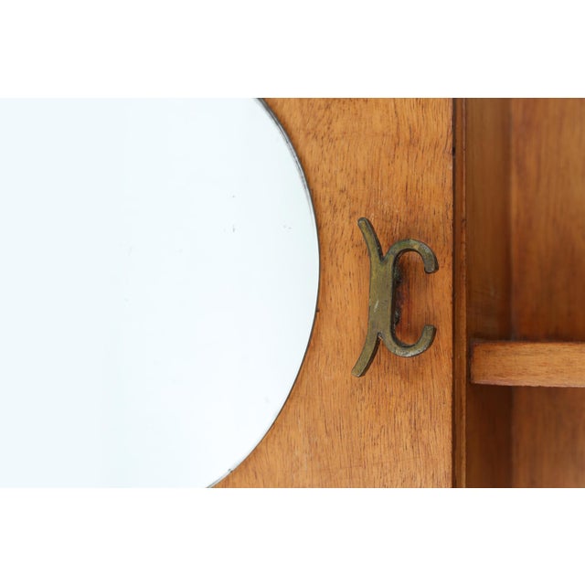 Wood Art Deco Shaving Cabinet with Mirror and Drawer, France, 1950s For Sale - Image 7 of 13