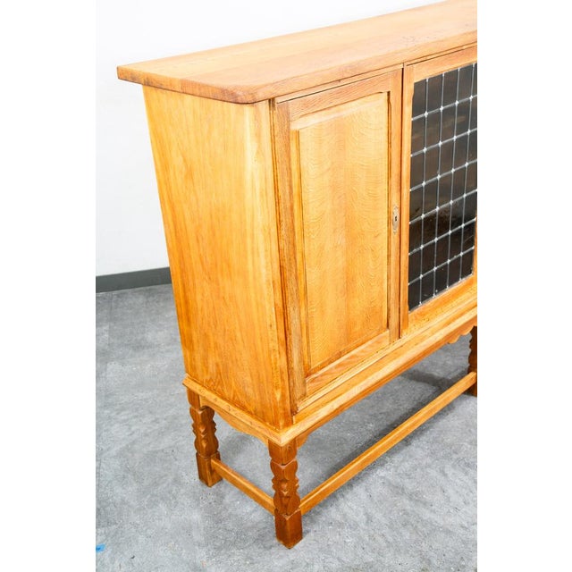 Mid Century Danish Modern Cabinet Credenza Glass Henning Kjernulf White Oak, Attributed For Sale - Image 11 of 12