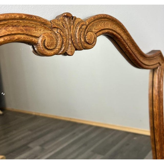 French Wall Mirror with Ornate Carved Oak Frame For Sale - Image 4 of 8