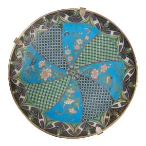 19th Century Japanese Cloisonne Enamel Decorative Wall Plate Charger