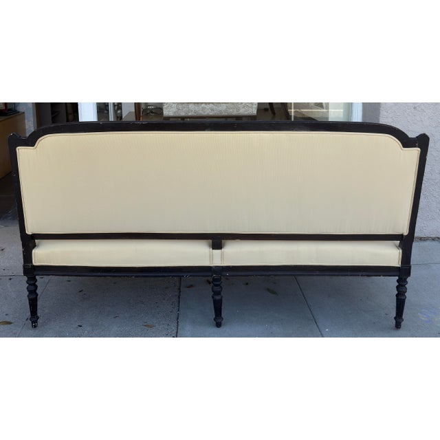 Antique Directoire Sofa Settee W Nancy Corzine Yellow Upholstery For Sale In Los Angeles - Image 6 of 6