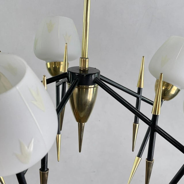 Black Mid-Century Sputnik Ceiling Lamp in the style of Maison Lunel, 1950s For Sale - Image 8 of 12