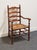 STATTON FURNITURE Solid Hard Rock Maple Colonial Early American Ladder Back Dining Arm Chair w. Rush Seat 40.5" High 23.5"...