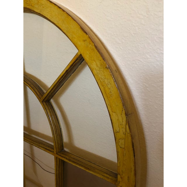 Mid 20th Century Vintage Corner Cabinet Door Wall Decor Custom Finished in Distressed Yellow Finish For Sale - Image 5 of 13