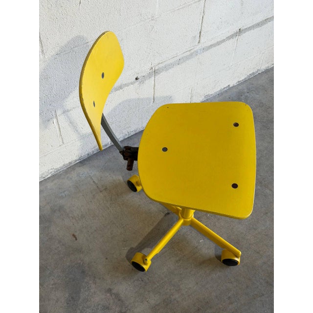 Yellow Plywood Office Swivel Chair With Metal Base Mid-Century Modern Vintage For Sale - Image 4 of 11