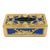 1980s Victorian Golden Rose Royal Blue Velvet Rectangle Tissue Box Paper Dispenser For Sale