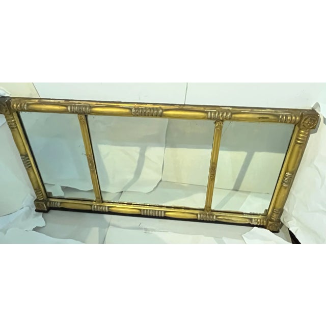 Traditional Large 1940s Vintage Horizontal Gilt Mantle Mirror For Sale - Image 3 of 9