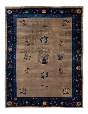 Antique Art Deco Chinese Wool Rug 9 Ft 1 in X 11 Ft 7 In.