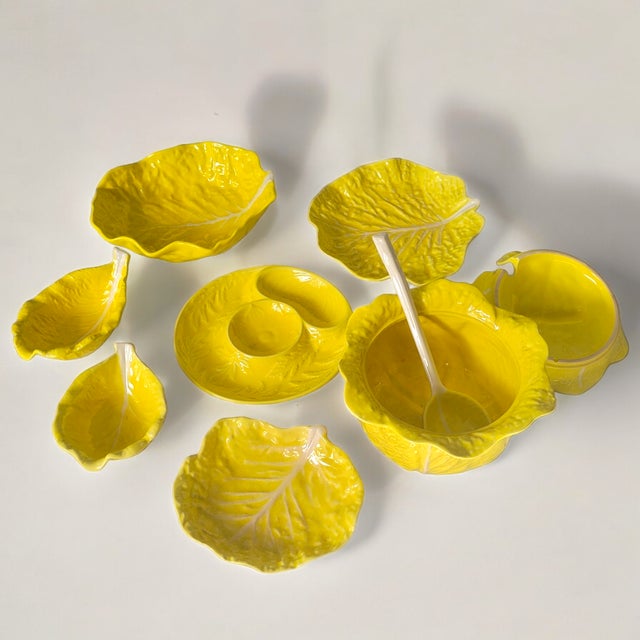 Mid-Century Modern Mid-Century Modern Lettuce Ware - Vintage Dodie Thayer Style - Majolica- 15 Pieces For Sale - Image 3 of 12