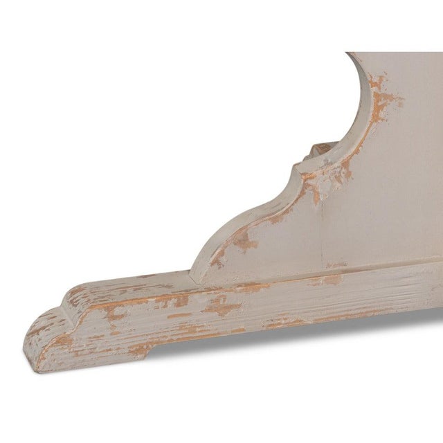 Antique White Antiqued Bistro Table with Scrolled Pedestal, 42 Inch For Sale - Image 8 of 12