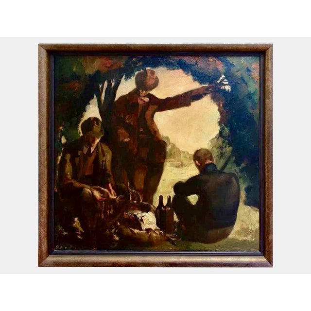 Joseph De Smedt, The Picnic on the Riverside, Oil on Canvas, 1940s, Framed For Sale - Image 6 of 6