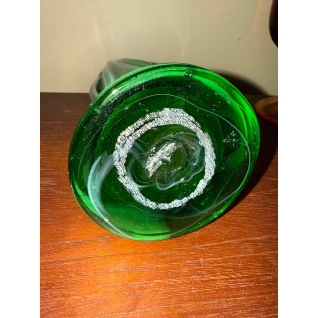 Vintage MAEXSA Hand Blown Green Art Glass Vase. Condition: Excellent Preowned Condition, See Photos. Approximate...