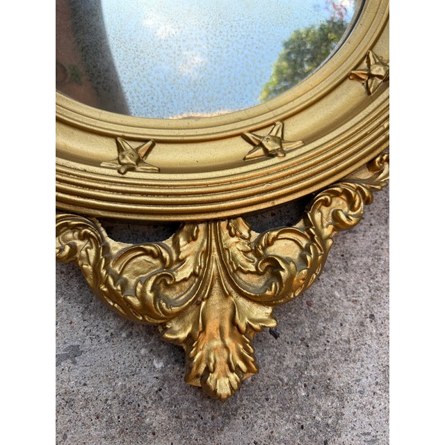 Gold Antique Federal Convex Eagle Mirror Gold Gilt Americana Bullseye Wall Mirror For Sale - Image 8 of 11