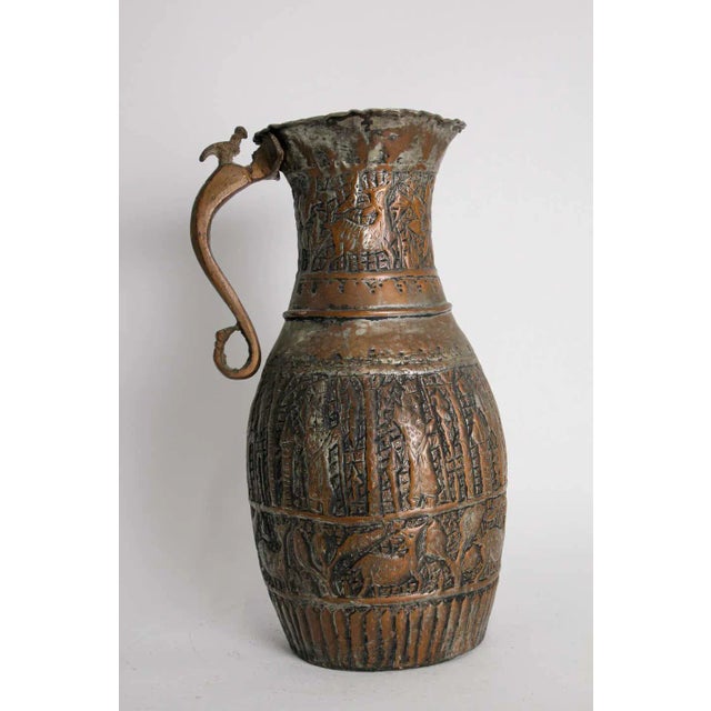 Antique Middle Eastern Islamic Tinned Copper Ewer For Sale In Palm Springs - Image 6 of 13