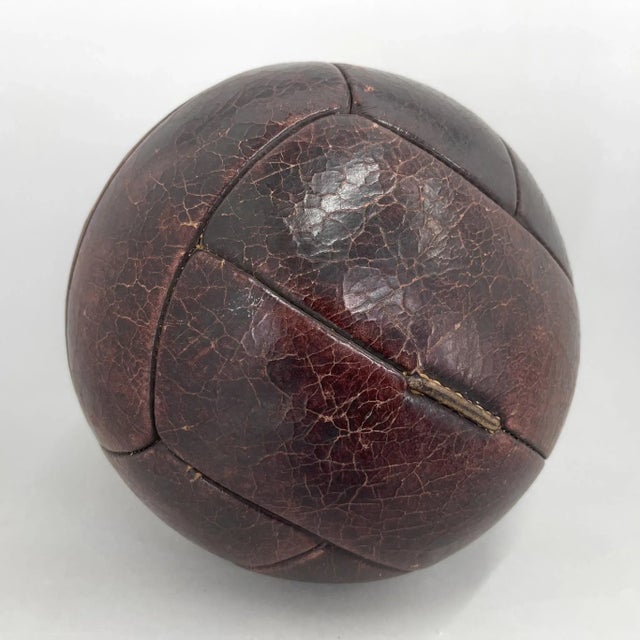 Vintage Mahogany Leather Medicine Ball, 1930s For Sale - Image 3 of 10