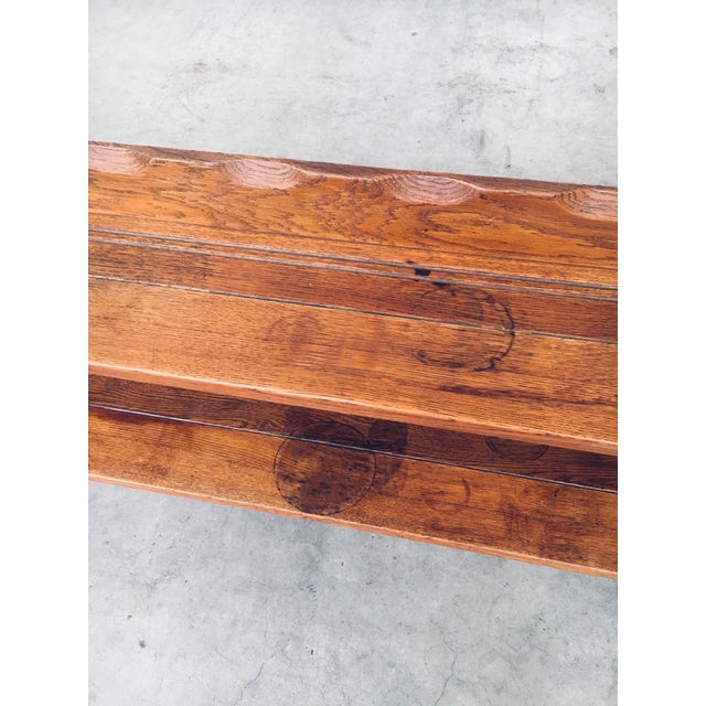 Brown Travail Populaire Handcrafted Low Bookcase in Oak, Belgium, 1950s For Sale - Image 8 of 18