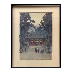 Framed Japanese Woodblock Print Yoshida Hiroshi Toshogu Shrine