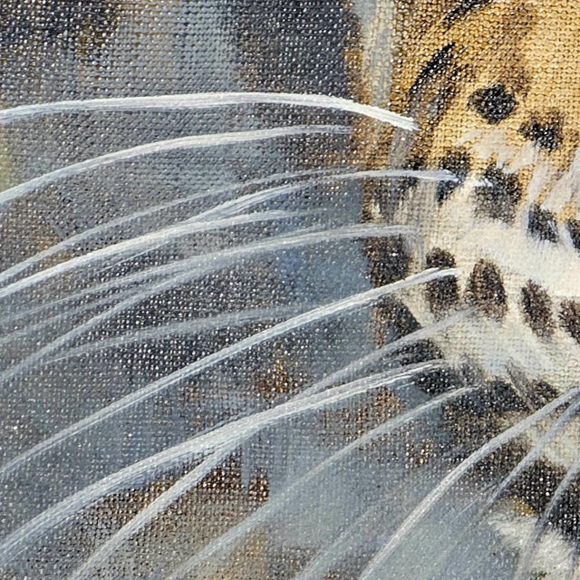 Brown 1977 Clancy Cherry Signed Leopard Oil Painting – Framed Wildlife Realism For Sale - Image 8 of 11