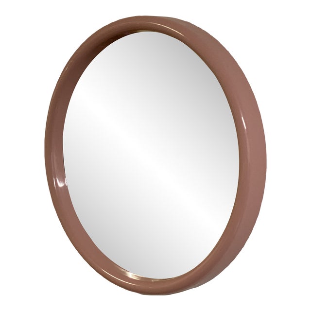1980s Round Pink Plastic Mirror For Sale