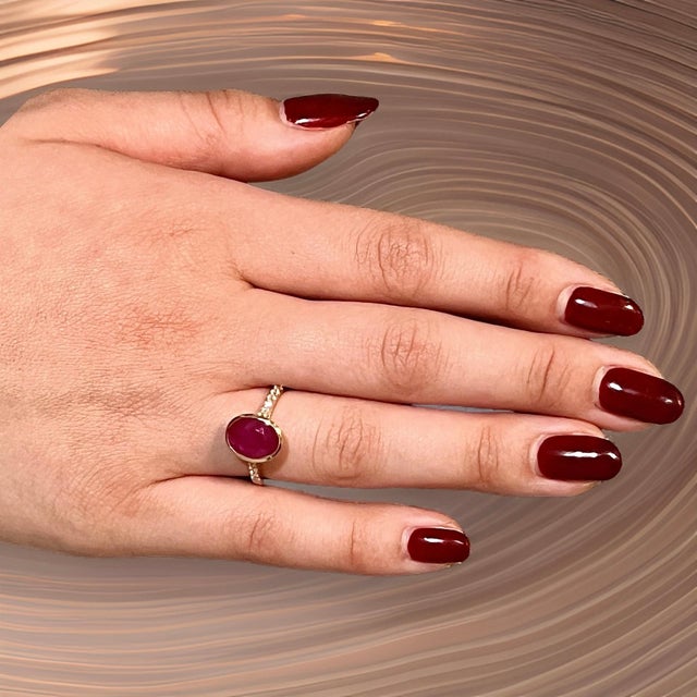 Natural Ruby Diamond Ring 6.75 14k Y Gold 4.38 TCW Certified For Sale - Image 17 of 18