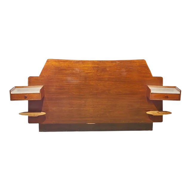 1950s Mid Century Jens Risom Headboard With Integrated Night Tables For Sale