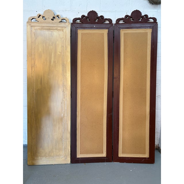 Glass French-Style Mirrored Three-Panel Gilded Folding Screen For Sale - Image 7 of 7