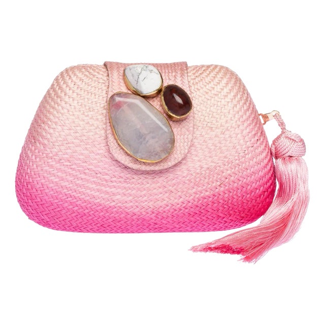 Rafe Tamu Bean Clutch in Pink with Stones For Sale
