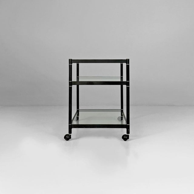 1970s Italian Modern Cart in Steel and Glass, 1970s For Sale - Image 5 of 11