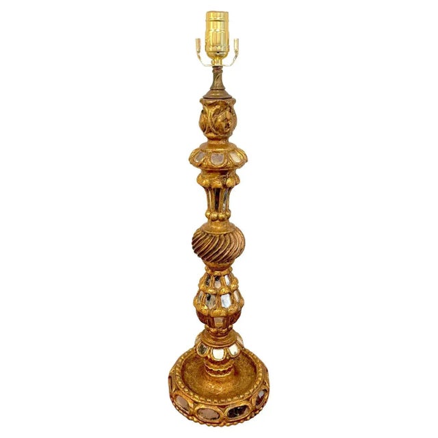 1960s Spanish Colonial Giltwood & Mirror Candlestick, Now as a Lamp For Sale - Image 13 of 13