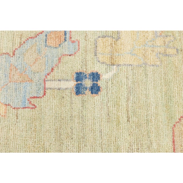 2020s Modern Oushak Style Hand-Knotted Wool Area Rug – Sage Green & Multi 12x16 For Sale - Image 5 of 11