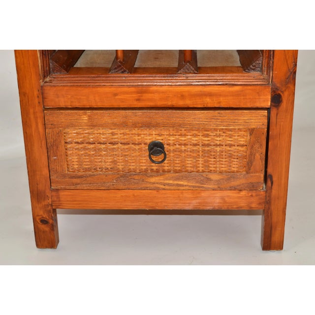 Wood 1970s Bohemian Pagoda Style Hardwood Woven Caning 24 Bottles Wine Stand Rack For Sale - Image 7 of 12