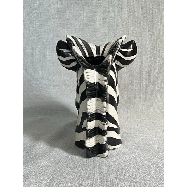 Vintage Ceramic Black and White Zebra Vase For Sale - Image 9 of 12