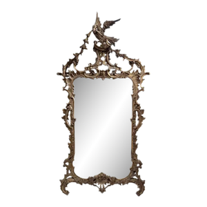 Chippendale Chinoiserie Style Carved Giltwood Bird Mirror, Italy