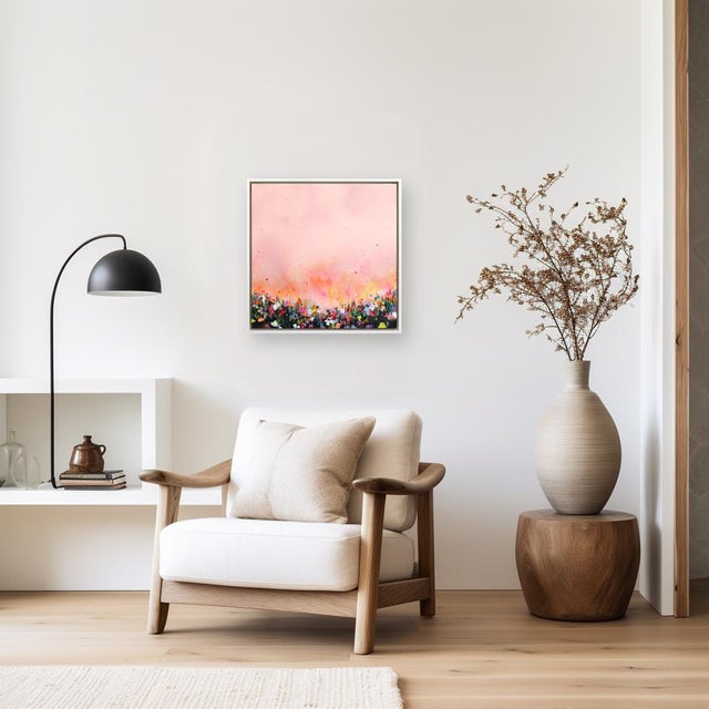 Textile Peach Glow - Vibrant Modern Abstract Textured Nature-Inspired Mixed Media Original Artwork by Lee Herring For Sale - Image 7 of 8