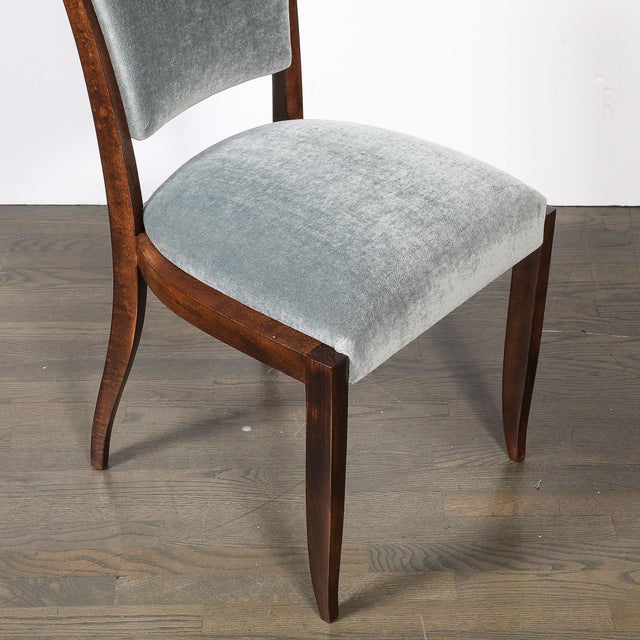 Set of Eight Art Deco Sculptural Walnut Dining Chairs in Plush Mohair Upholstery For Sale - Image 16 of 18