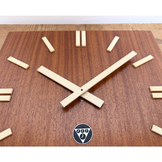 Vintage Brown Wooden Wall Clock from Pragotron, 1980s For Sale - Image 10 of 16