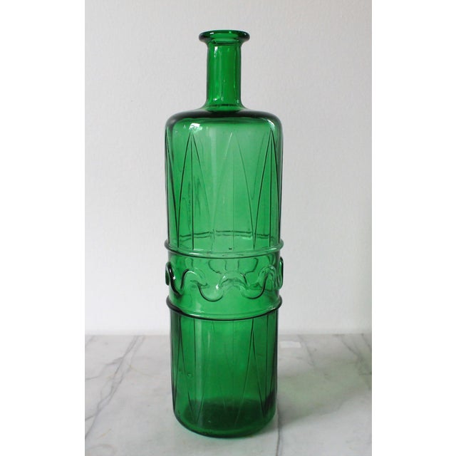 Vintage Italian Empoli Green Art Glass Decanter For Sale In Milwaukee - Image 6 of 9